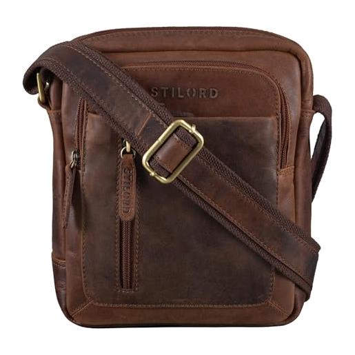 STILORD 'jamie' borsa uomo a tracolla piccola in pelle borsello messeger in cuoio per tablet 9,7 pollici stile vintage di qualità, colore: nero