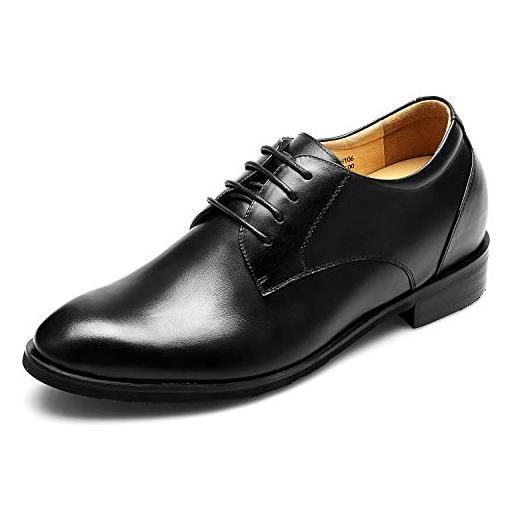CHAMARIPA scarpe con rialzo interno da uomo pelle che aumentano l'altezza stringate eleganti nero fino a 7,5 cm