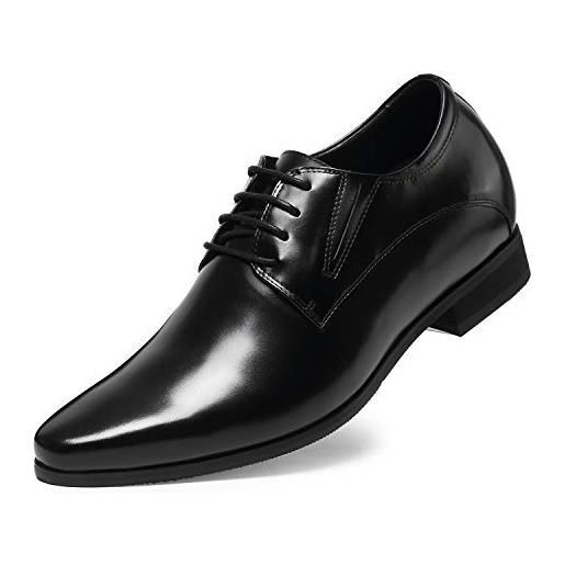 CHAMARIPA scarpe con rialzo interno da uomo pelle che aumentano l'altezza stringate eleganti nero fino a 7,5 cm
