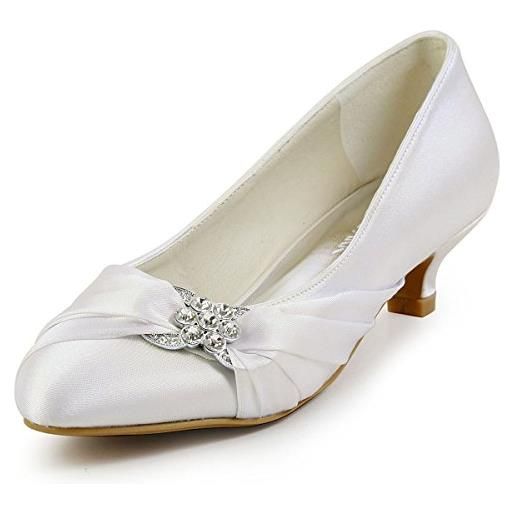 Elegantpark ep2006l scarpe da sposa tacco basse scarpe chiuse donna (avorio), 39