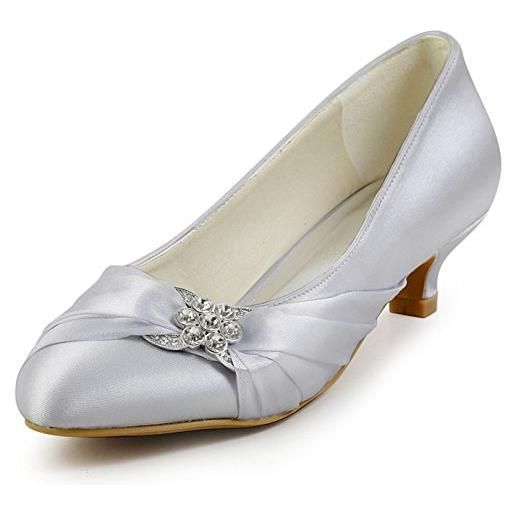 Elegantpark ep2006l scarpe da sposa tacco basse scarpe chiuse donna argento eu 38