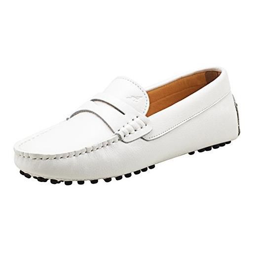 Shenduo mocassini donna in pelle liscia comode loafers scarpe casual d7052 bianco 39