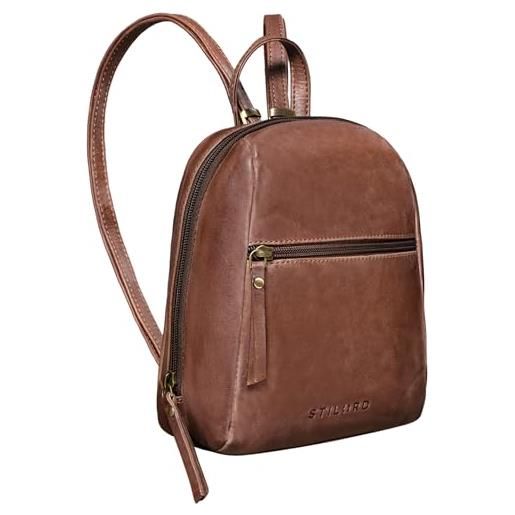STILORD 'lia' mini zaino donna pelle vintage zainetto piccolo backpack pratico elegante daypack da viaggio in cuoio autentico, colore: messina - marrone