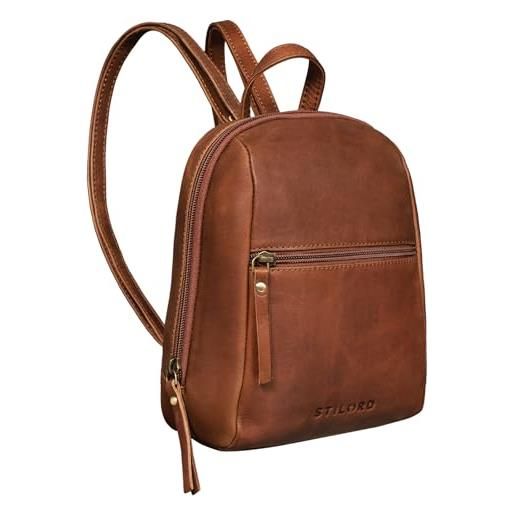 STILORD 'lia' mini zaino donna pelle vintage zainetto piccolo backpack pratico elegante daypack da viaggio in cuoio autentico, colore: messina - marrone