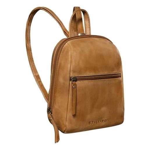 STILORD 'lia' mini zaino donna pelle vintage zainetto piccolo backpack pratico elegante daypack da viaggio in cuoio autentico, colore: mocca - marrone scuro