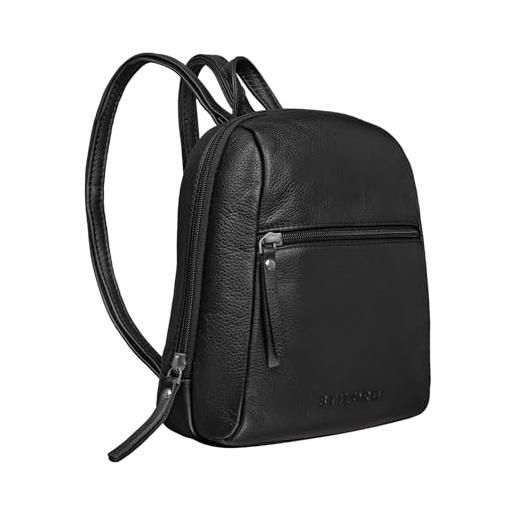 STILORD 'lia' mini zaino donna pelle vintage zainetto piccolo backpack pratico elegante daypack da viaggio in cuoio autentico, colore: nero