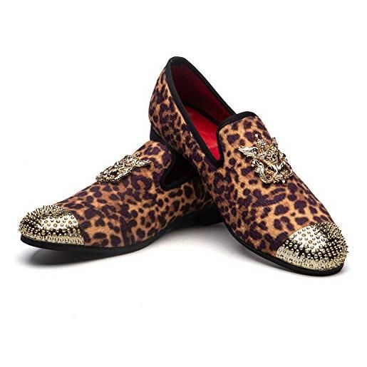 JITAI mocassini da uomo in pelle stampa leopardo mocassini da uomo scarpe da uomo eleganti, multicolore 05, 42 eu (9 uk)