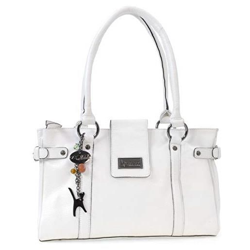Catwalk Collection Handbags - vera pelle - borsa a spalla/borse a mano - con ciondolo a forma di gatto - martina - marrone