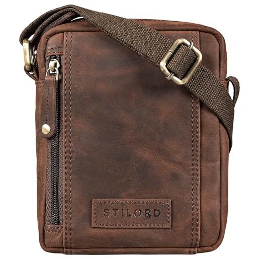 STILORD 'brandon' borsa tracolla piccola da uomo in pelle borsello borsetta pratica sottile messenger bag elegante in cuoio, colore: zamora - marrone