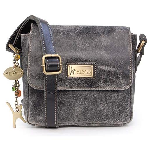 Catwalk Collection Handbags - vera pelle - piccolo borsa a tracolla/borse a mano/messenger/borsetta donna - per i. Phone - sabine s - blu