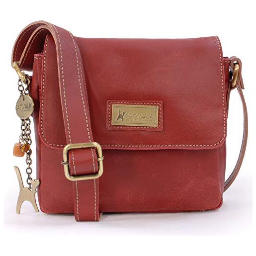 Catwalk Collection Handbags - vera pelle - piccolo borsa a tracolla/borse a mano/messenger/borsetta donna - per i. Phone - sabine s - marrone