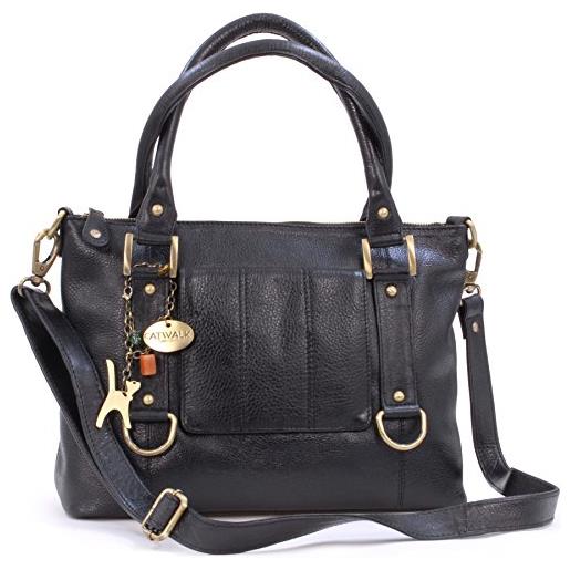 Catwalk Collection Handbags - vera pelle - borsa a tracolla/borse a mano/spalla/messenger/tote/tracolla regolabile e rimovibile - con ciondolo a forma di gatto - gallery - marrone chiaro