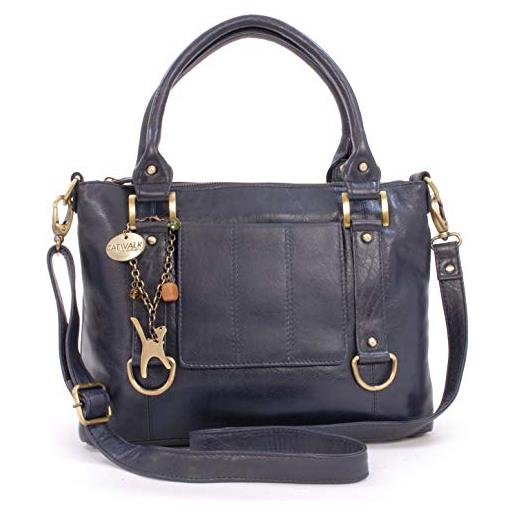 Catwalk Collection Handbags - vera pelle - borsa a tracolla/borse a mano/spalla/messenger/tote/tracolla regolabile e rimovibile - con ciondolo a forma di gatto - gallery - nero