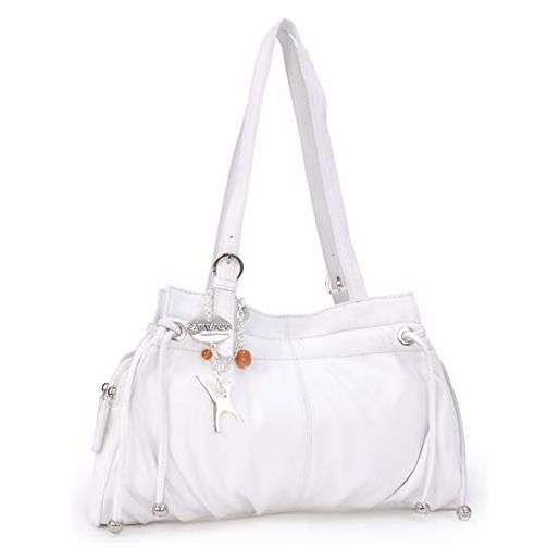 Catwalk Collection Handbags - vera pelle - borsa a spalla/borse a mano - con ciondolo a forma di gatto - alice - marrone