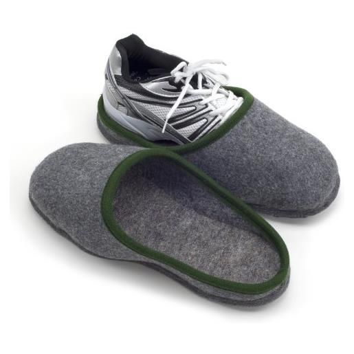 Pantoffelmann sopra le pantofole, suola in feltro - bordi verdi 40/46