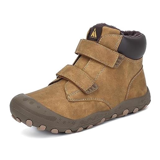 Mishansha bambina stivali da neve ragazza invernali caldo stivaletti ragazzi scarpe boots trekking confortevole marrone, gr. 29
