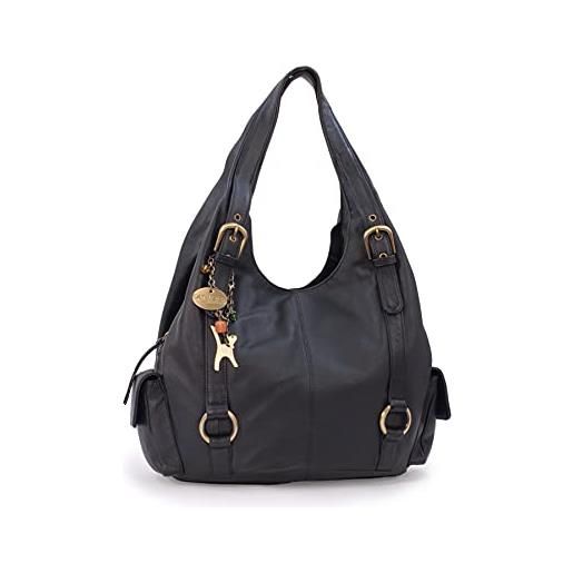 Catwalk Collection Handbags - vera pelle - borsa a spalla/borse a mano - con ciondolo a forma di gatto - alex - rosso