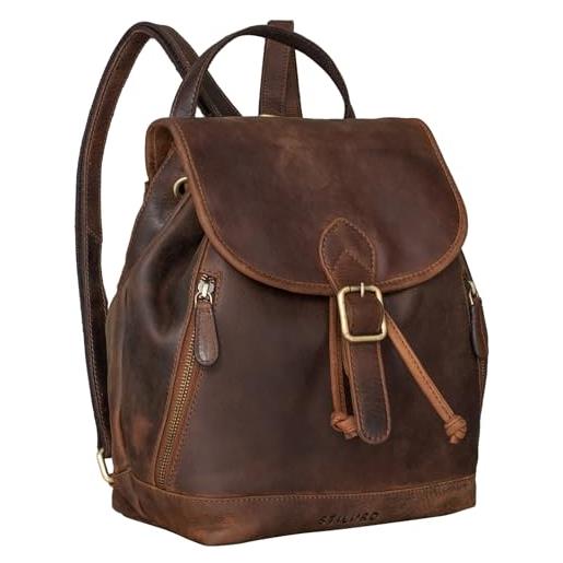 STILORD 'allison' zaino elegante donna pelle daypack vintage backpack zainetto borsa a tracolla pratico elegante borsa da viaggio zaino da lavoro in cuoio autentico, colore: calais - marrone