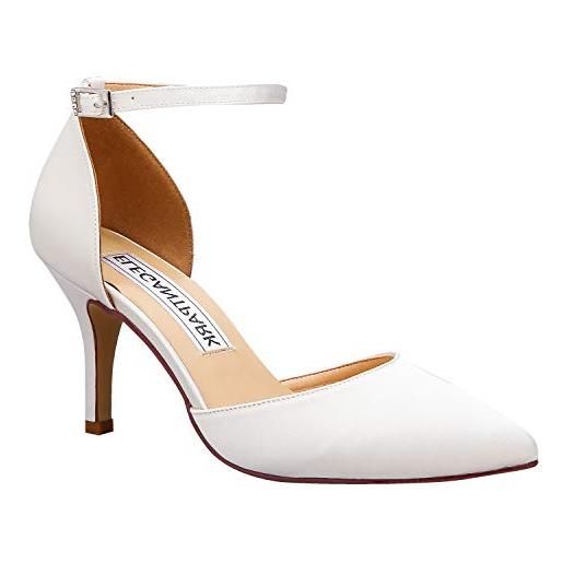 Duosheng & Elegant donne stiletto tacchi alti scarpette con cinturino alla caviglia punta a punta macchia scarpe da sposa da festa nero eu 39
