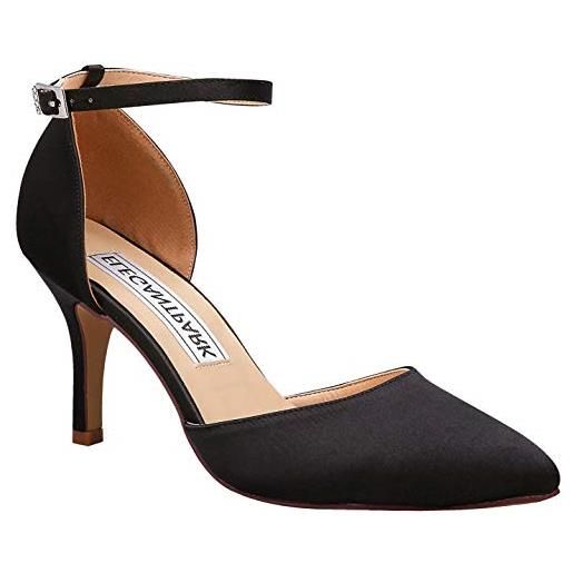 Duosheng & Elegant donne stiletto tacchi alti scarpette con cinturino alla caviglia punta a punta macchia scarpe da sposa da festa avorio eu 40