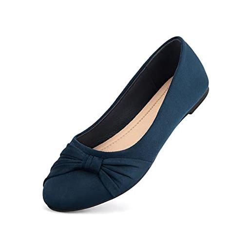 MaxMuxun ballerine basse con soletta comfort e due toni moderno slip on scarpe da donna, blu scuro, 42 eu