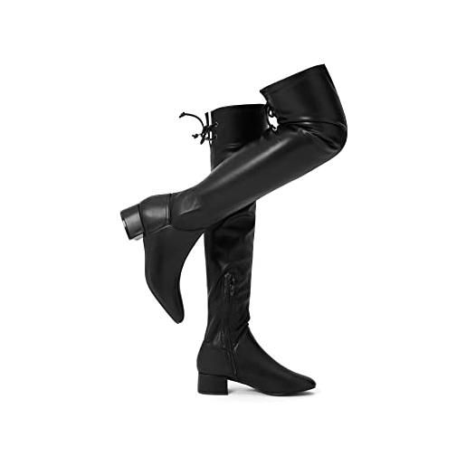 Greatonu - stivali sopra il ginocchio da donna, caldi, per inverno, stivali alti con cerniera laterale, 40 eu
