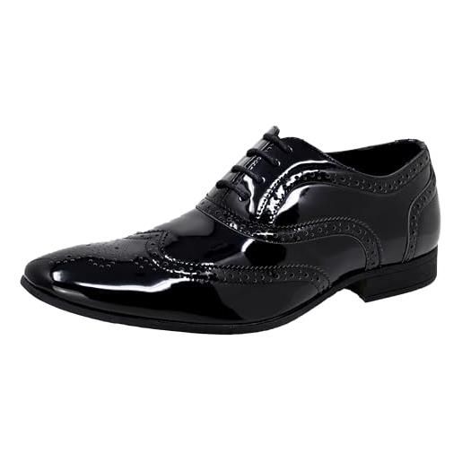 Smokies uomini scarpa da sposa george sintetico scarpa elegante classica in vernice (44 eu, nera)