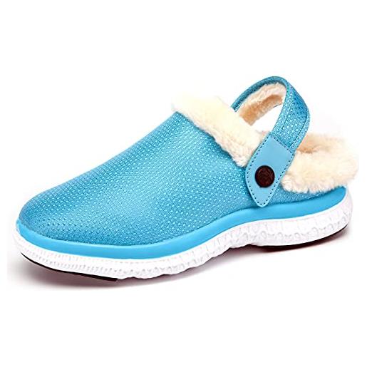 Gaatpot pantofola donna uomo ciabatte da casa invernali pantofole da giardino peluche antiscivolo l'inverno scarpe slippers interno esterno cielo blu 41
