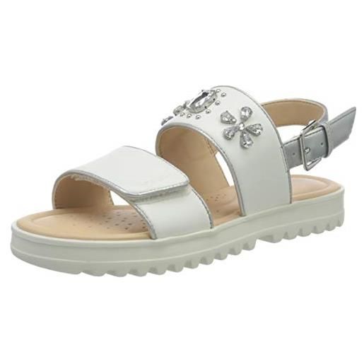 Geox j sandal coralie gir, sandali bambine e ragazze, bianco (white 1000), 32 eu