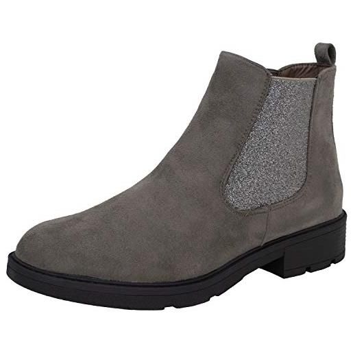 Fitters Footwear That Fits donne stivaletto mena microfibra stivaletto chelsea metallico con elastico (45 eu, grigio)