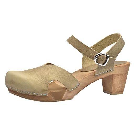 Sanita matrix | sandali originali fatti a mano | calzature in legno flessibili per donna | sandali con cinturino alla caviglia| nero | 40 eu