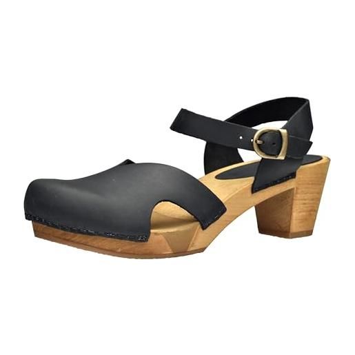 Sanita matrix | sandali originali fatti a mano | calzature in legno flessibili per donna | sandali con cinturino alla caviglia| marrone antico | 36 eu