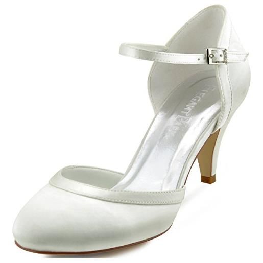 Elegantpark hc1509 scarpe da sposa con tacco scarpe chiuse donna (bianco), 40 (uk7)