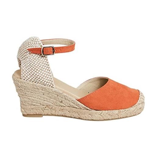 NOESLOMISMO BY DILEMA espadrillas donna zeppa 7 cm in camoscio - sandali chiusi made in spain con cinturino - scarpe estive comode in juta e suola in gomma antiscivolo