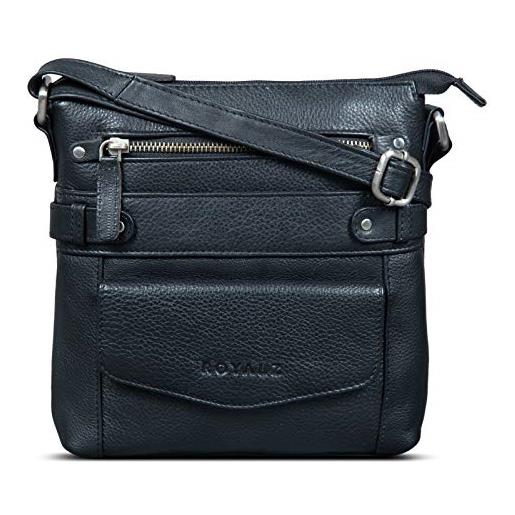ROYALZ borsello uomo tracolla in pelle piccolo borsa a spalla vero cuoio stile vintage di qualità per tablet da 9.7 pollici, colore: nero