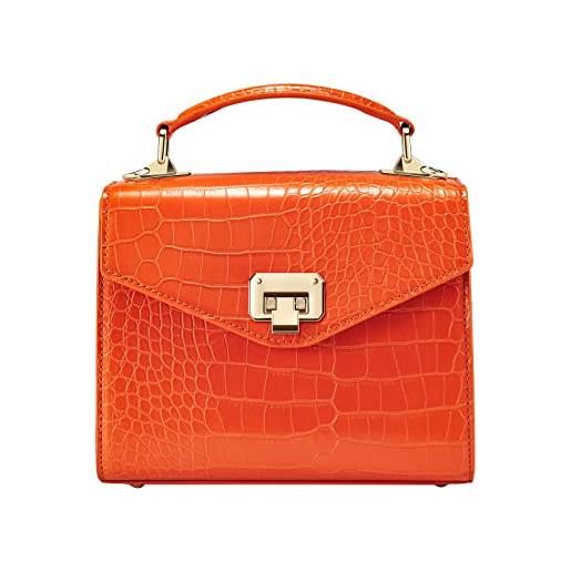 VICTORIA HYDE borsa a tracolla vintage per le donne vegana vera pelle borse valigetta con piccola borsa quadrata (arancione)