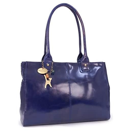 Catwalk Collection Handbags - vera pelle - grande borsa a spalla/borse a mano/tote - con ciondolo a forma di gatto - kensington - rosso