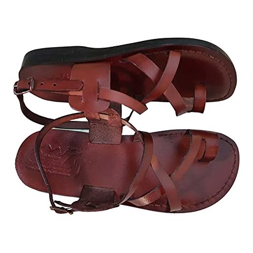 Jerusalem sandali in pelle gesù stile romano 06, marrone scuro. , 43 eu larga