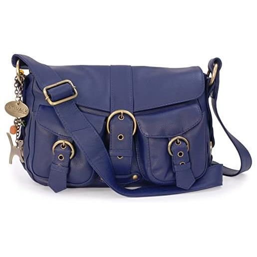 Catwalk Collection Handbags - vera pelle - borse a tracolla/borsa a mano/messenger/borsetta donna - con ciondolo a forma di gatto - louisa - rosso