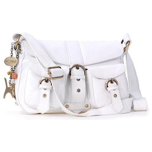 Catwalk Collection Handbags - vera pelle - borse a tracolla/borsa a mano/messenger/borsetta donna - con ciondolo a forma di gatto - louisa - rosso
