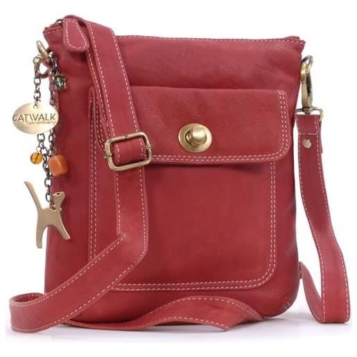 Catwalk Collection Handbags - vera pelle - borse a tracolla/piccola borsa a mano/messenger/borsetta donna - con ciondolo a forma di gatto - laura - verde