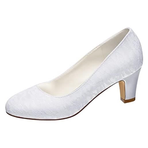 Emily Bridal scarpe da sposa silk women like satin stiletto heel pompe chiuse chiuse (eu38, ivory)