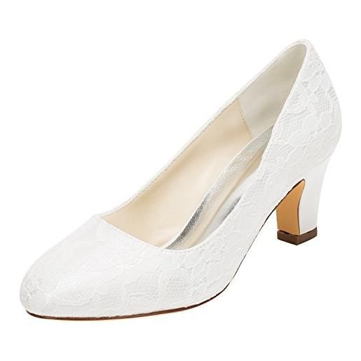 Emily Bridal scarpe da sposa silk women like satin stiletto heel pompe chiuse chiuse (eu37, bianco)
