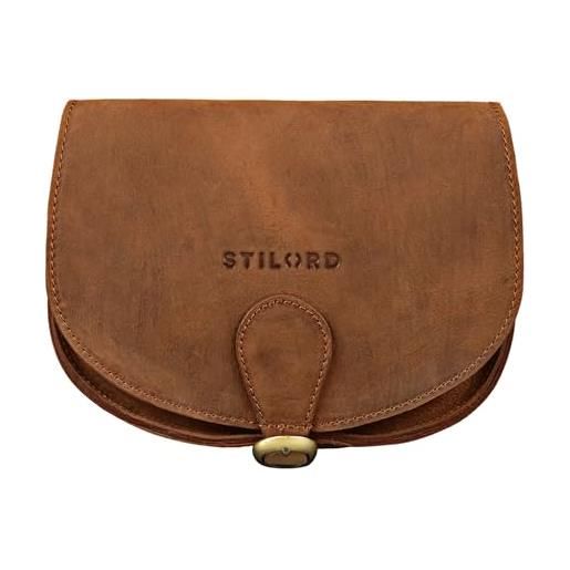 STILORD 'helena' borsa a tracolla pelle da donna elegante borsetta borsa mano handbag borse da sera classic cuoio vintage, colore: andorra - marrone