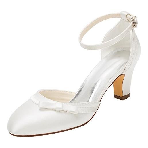 Emily Bridal scarpe da sposa scarpe da sposa avorio tacco alto tacco alto cinturino alla caviglia scarpe da sposa (eu37, avorio)