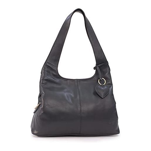 Gigi - vera pelle - borse a spalla da donna/borsa a mano/con ciondolo a forma di cuore - 4326 - marrone scuro