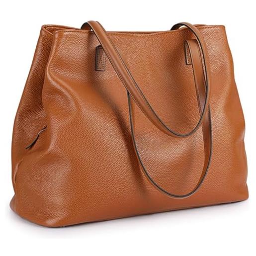 S-ZONE donna borsetta borsa 13 inch laptop vera pelle morbida shopper grande tote bag borsa a tracolla