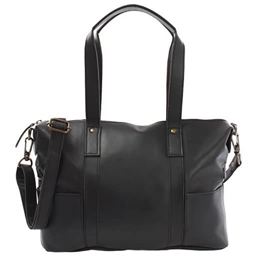 LECONI shopper borsa a spalla borsa a tracolla borsa in vera pelle in stile vintage borse da donna borsa a mano borsa di pelle 37x28x15cm nero le0034-wax