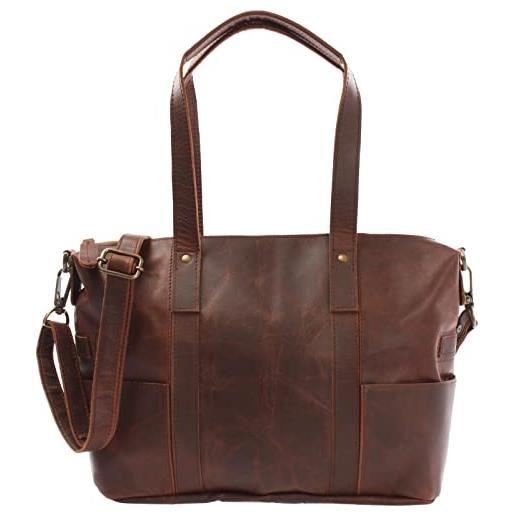LECONI shopper borsa a spalla borsa a tracolla borsa in vera pelle in stile vintage borse da donna borsa a mano borsa di pelle 37x28x15cm grigio le0034-wax