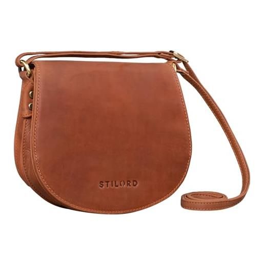 STILORD 'lilly' borsa donna classica in pelle borsetta tracolla vintage pochette clutch con patta in vero cuoio, colore: andorra - marrone, dimensione: m